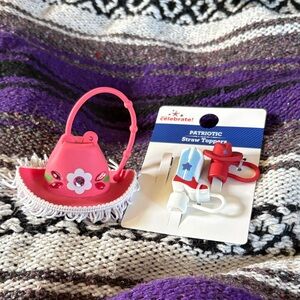 BBW HAND SANITIZER HOLDER & NWT straw toppers
